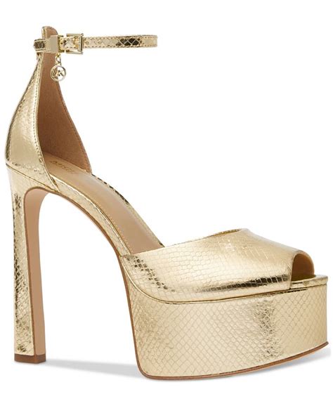 michael kors gold peep toe pumps|Michael Kors martina pumps.